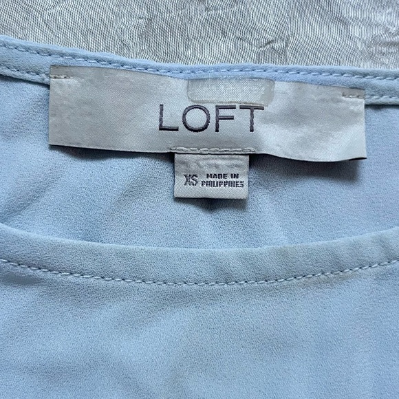 LOFT Sky Blue Sheer Flutter Sleeve Blouse - Picture 5 of 6